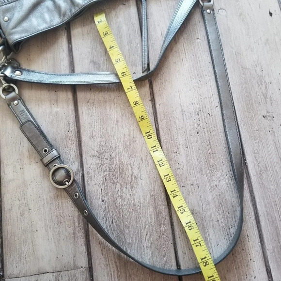 Coach Silver Grey Crossbody Bag  Satchel Leather - Picture 12 of 14